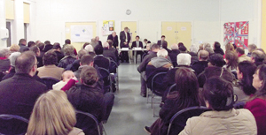 Hundreds of people turned up for the meeting at St Mary's CE Primary School.