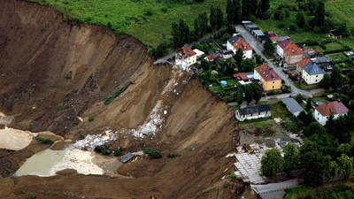 The scene of the house collapse