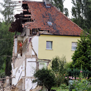 The scene of the house collapse